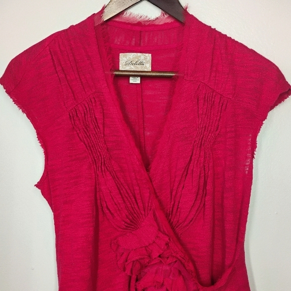 Deletta Anthropologie Roses Are Red Y2K Top Womens Small Balletcore Romantic - Picture 3 of 12